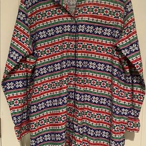 Lands End printed flannel night shirt size large